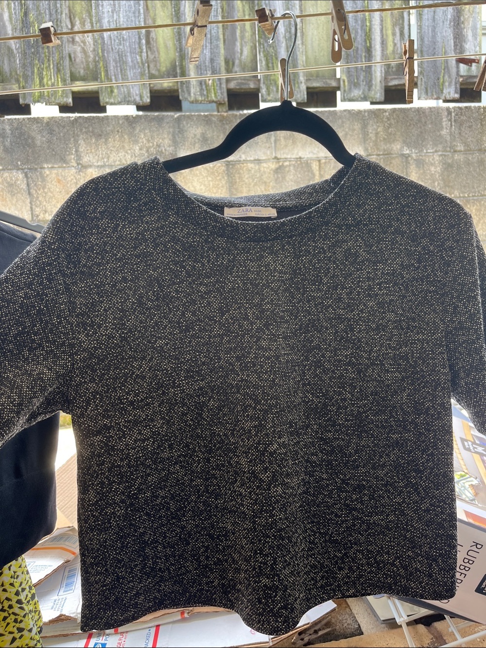 Zara Black Heather Knit Crewneck Top